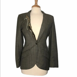 Yigal Azrouel Gray Wool Tuxedo Blazer Size 6